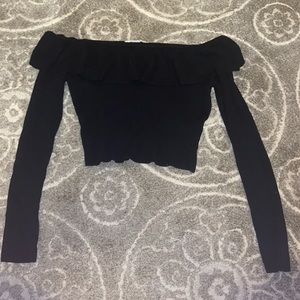 Black off the shoulder crop top
